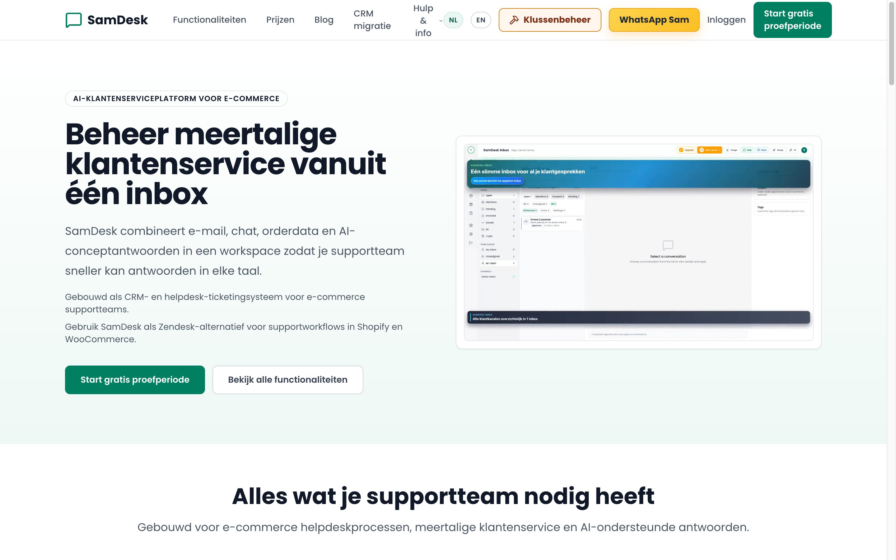 Homepage van SamDesk.nl